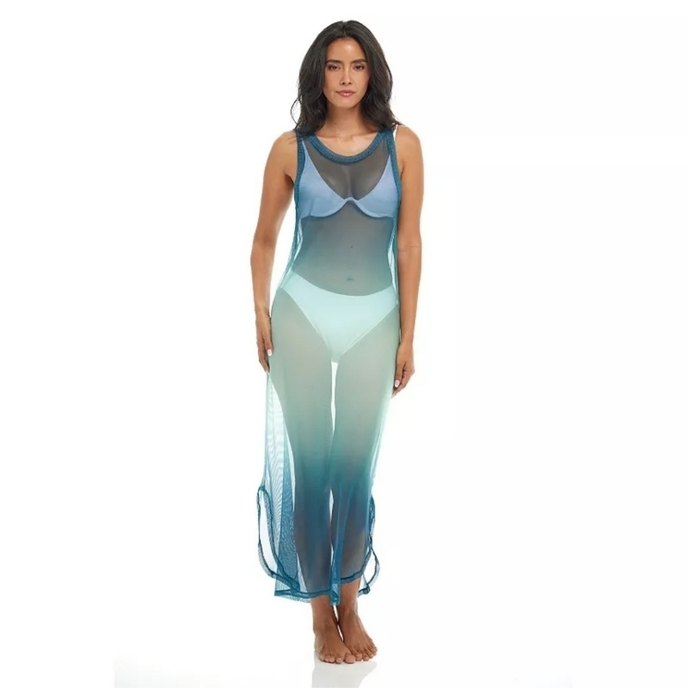 Jordan Taylor Green Hombre Long Sheer Beach Pool Cruise Cover-Up - Size M